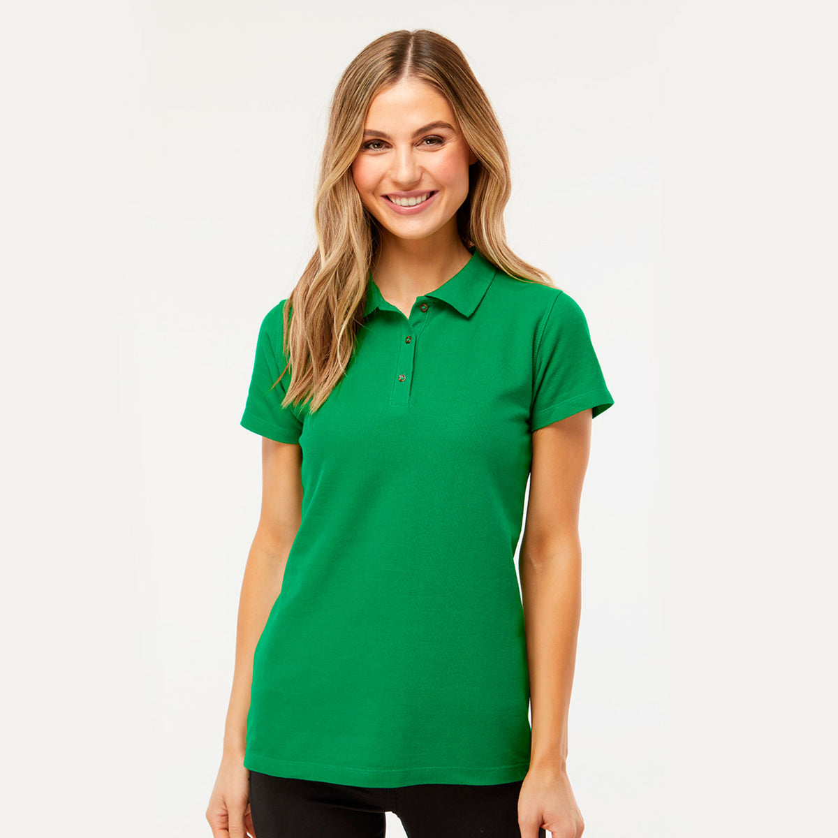 Dama Polo Pique Ring Spun 7600 Verde Bandera