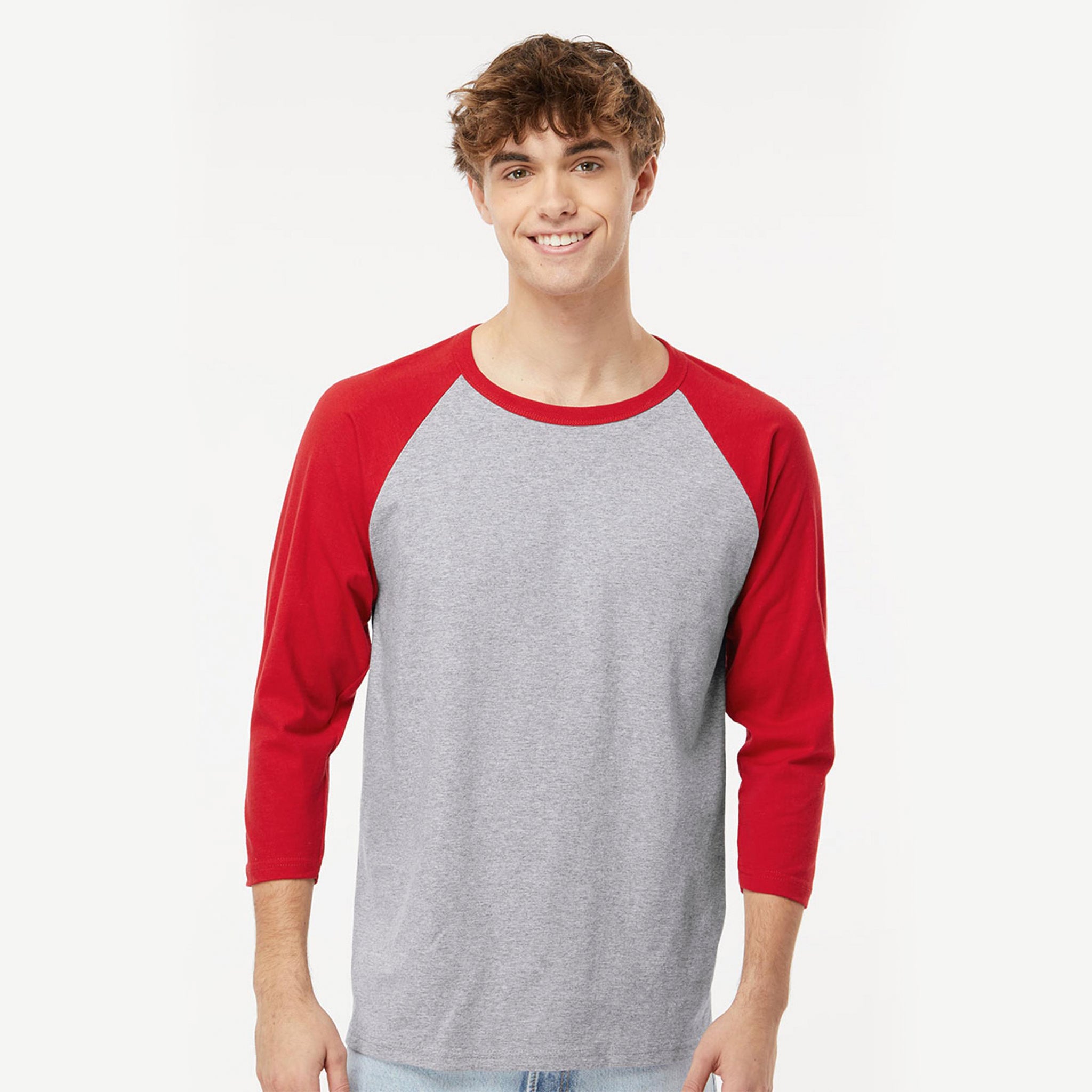 Adulto Raglan 3∕4 Peso Ultra Heavy Weight Suave Textura 5540 Jaspe Rojo Brillante