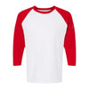 Adulto Raglan 3∕4 Peso Ultra Heavy Weight Suave Textura 5540 Blanco / Rojo Brillante