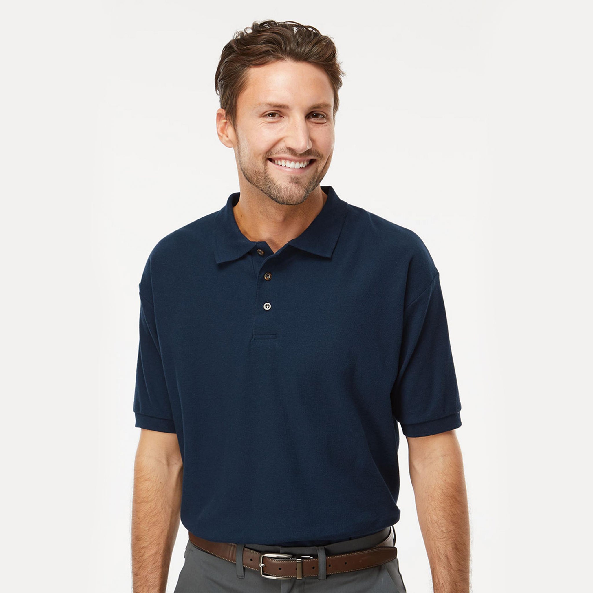 Adulto Polo Pique Ring Spun 7002 Marino Brillante