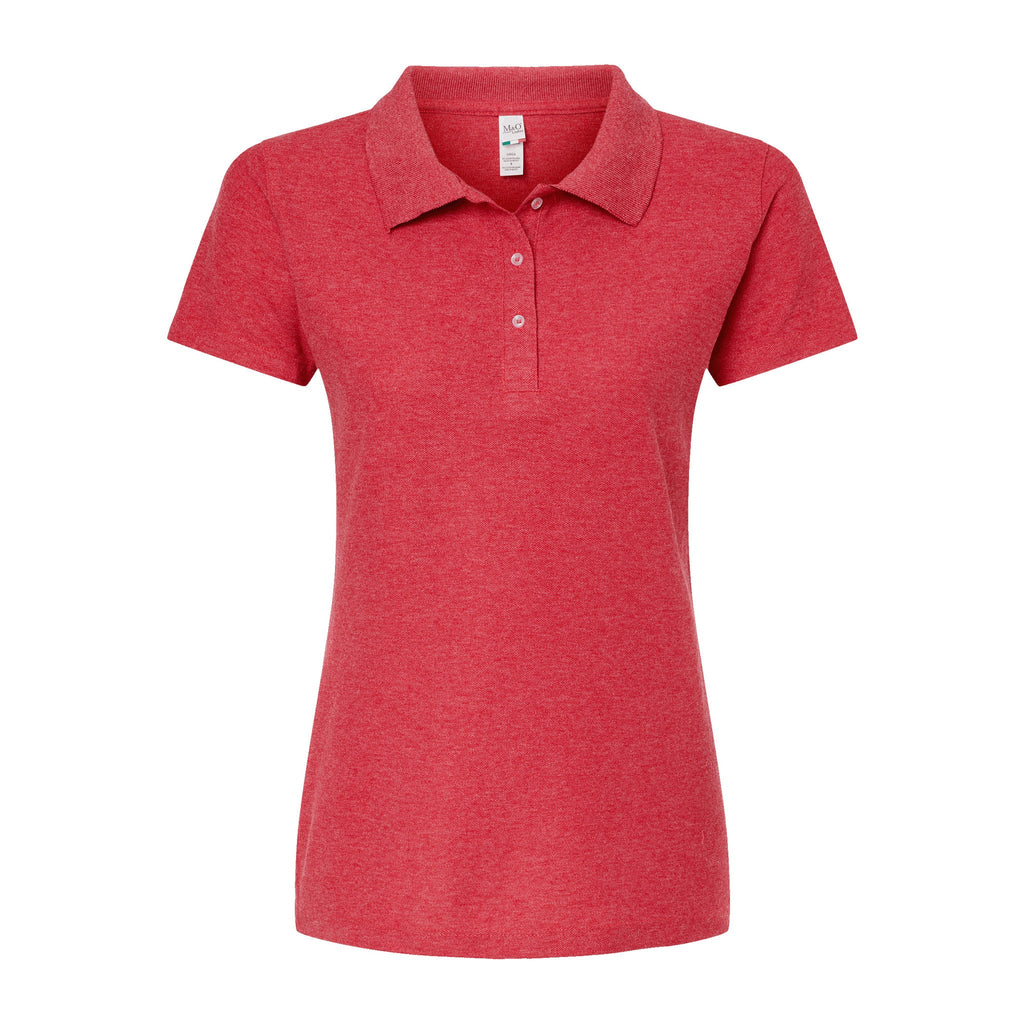 Dama Polo Pique 50% Algodón 50% Poliéster 7007 Rojo Jaspeado – M&O ...