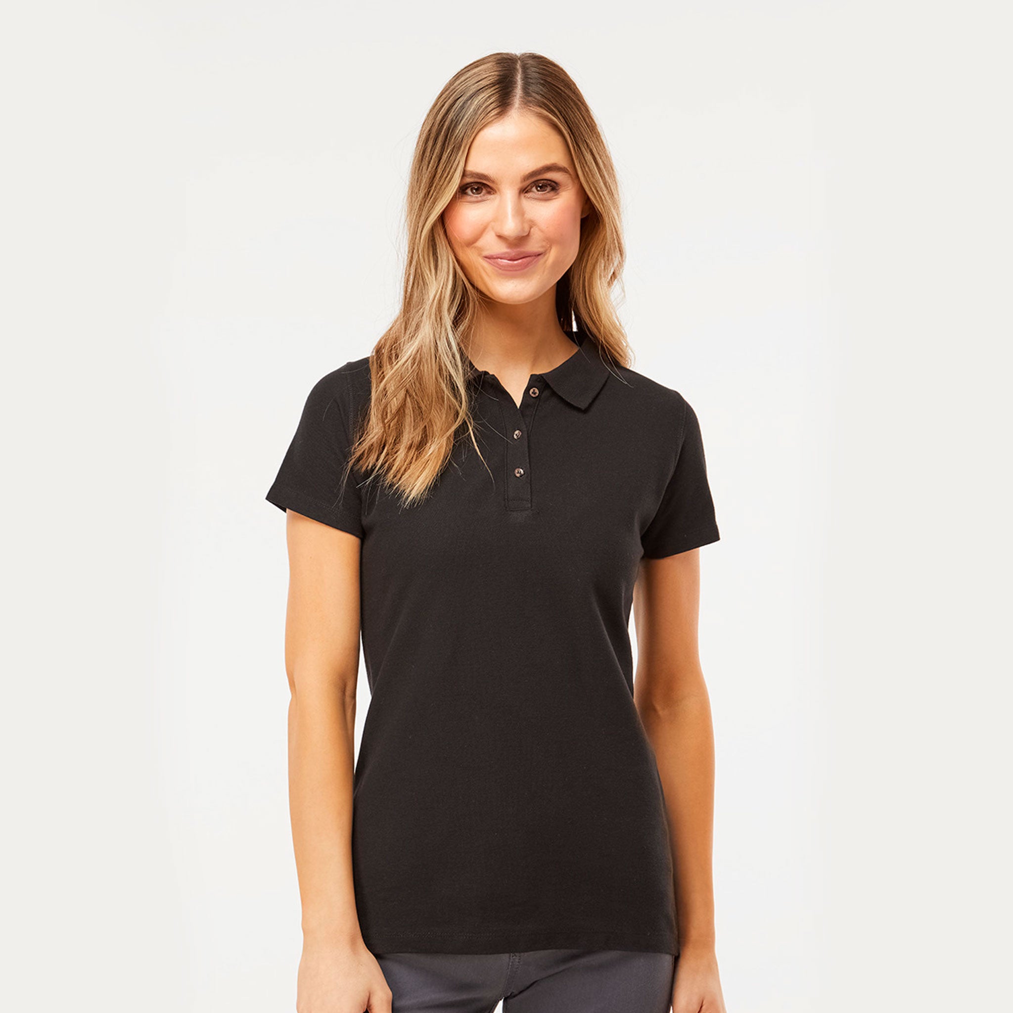 Playera Tipo Polo Negra M&o Dama Polo Pique Ring Spun 7600 Negro